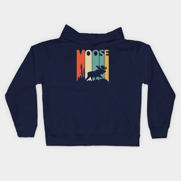 Vintage Retro Moose Gift Kids Hoodie by GWENT